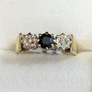 Secondhand Sapphire and Diamond Three Stone Ring