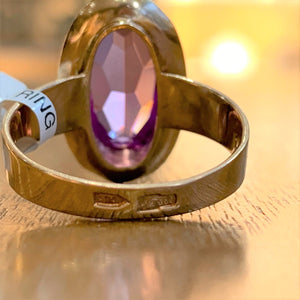 Secondhand Pink Synthetic Sapphire Oval Dress Ring