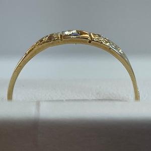 Secondhand Gold Antique Style Band Ring with Sapphires and Diamonds