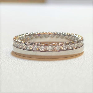 Platinum and Diamond Half and Half Ring