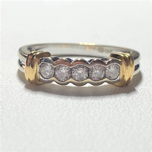 Secondhand 18ct White and Yellow Gold Five Stone Diamond Ring