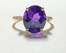 Load image into Gallery viewer, Secondhand 18ct Gold Amethyst and Diamond Ring
