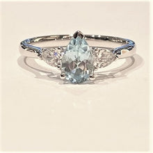 Load image into Gallery viewer, 9ct White Gold Topaz and Pear Cut Diamond Ring
