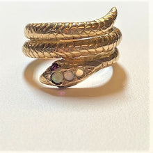 Load image into Gallery viewer, Secondhand Ruby and Opal Coiled Snake Ring
