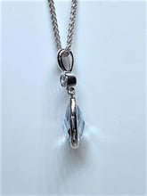 Load image into Gallery viewer, 9ct White Gold Blue Topaz and Diamond Pear Drop Necklace
