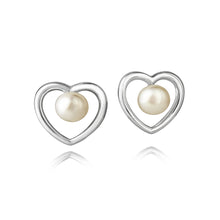Load image into Gallery viewer, Jersey Pearl Kimberley Selwood Heart Stud Earrings
