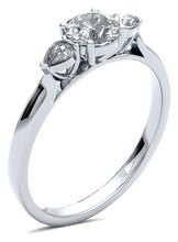 Load image into Gallery viewer, Round Brilliant and Pear Cut Diamond Trilogy Ring
