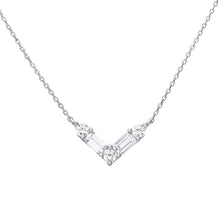 Load image into Gallery viewer, Diamonfire Baguette and Round Cubic Zirconia V Shaped Necklet
