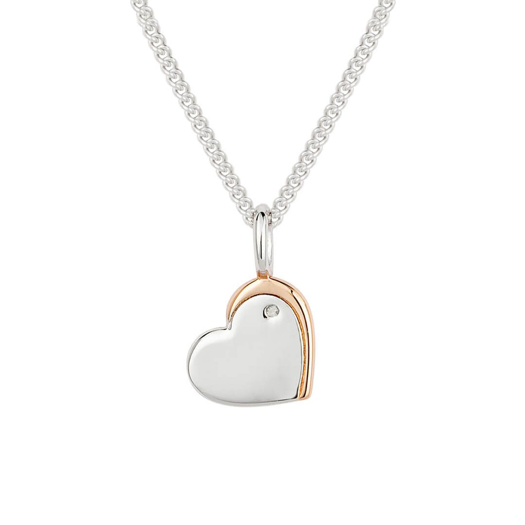 D for Diamond Rose Gold Heart Necklace