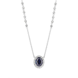 Diamonfire Blue Cubic Zirconia Oval Cluster Necklet