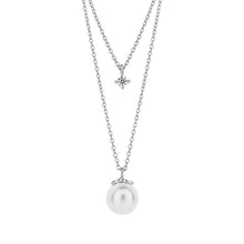 Load image into Gallery viewer, Diamonfire Shell Pearl and Cubic Zirconia Double Layer Necklace
