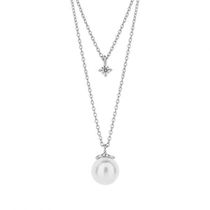 Diamonfire Shell Pearl and Cubic Zirconia Double Layer Necklace