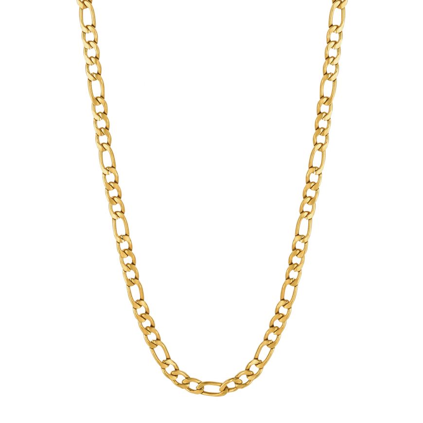 Steel Figaro Necklace - Gold Plated