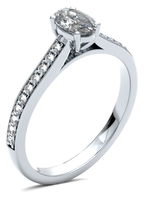 Diamond Ring - Oval 0.50ct Diamond with Diamond set Shoulders