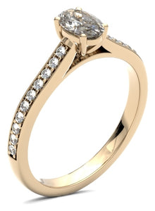 Diamond Ring - Oval 0.50ct Diamond with Diamond set Shoulders