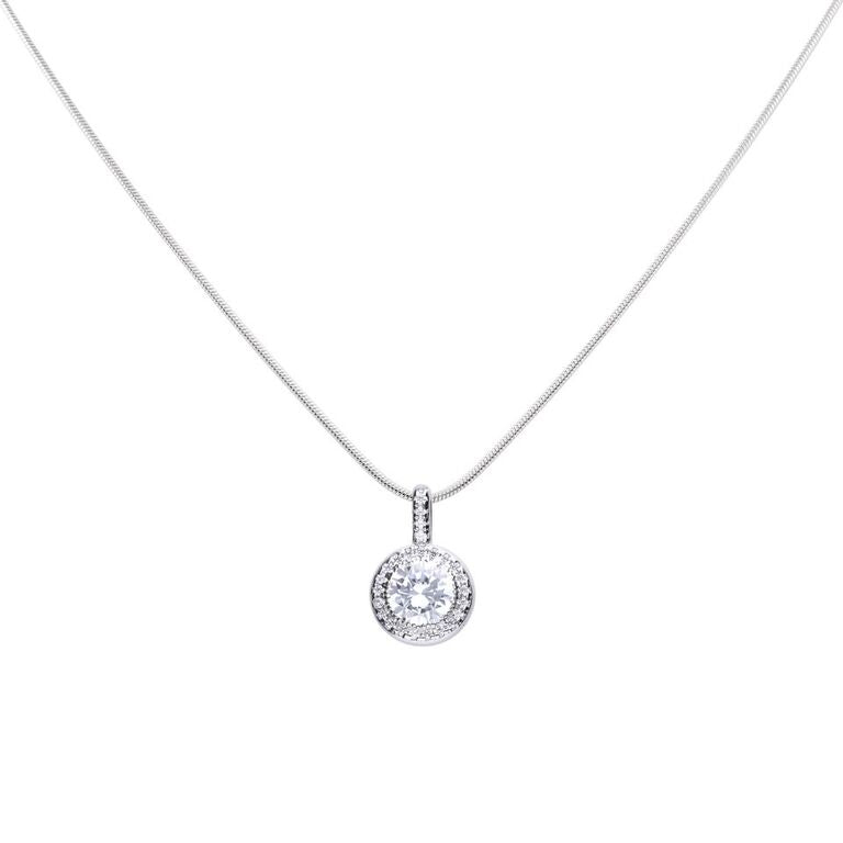 Diamonfire Round Pave Cubic Zirconia Halo Pendant