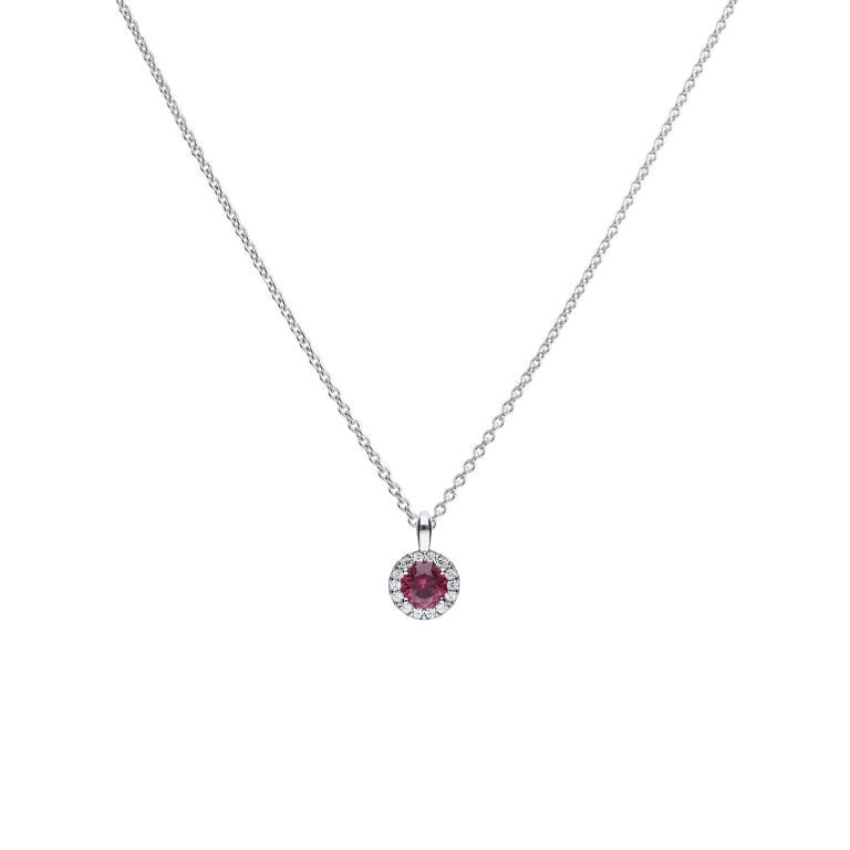 Diamonfire Ruby Red Cubic Zirconia Halo Pendant