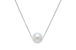 9ct White Gold Freshwater Pearl Slider Necklace