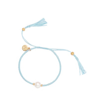 Load image into Gallery viewer, Jersey Pearl Crown Tassel Bracelet
