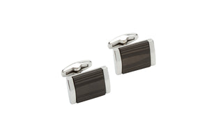 Stainless Steel Cufflinks with Carbon Fibre Inlay
