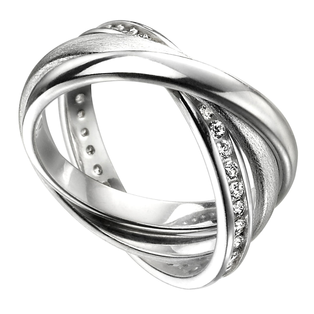 Silver and cubic zirconia Russian style dress Ring