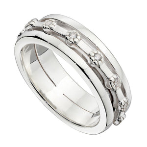 Sterling Silver Cubic Zirconia Spinner Ring