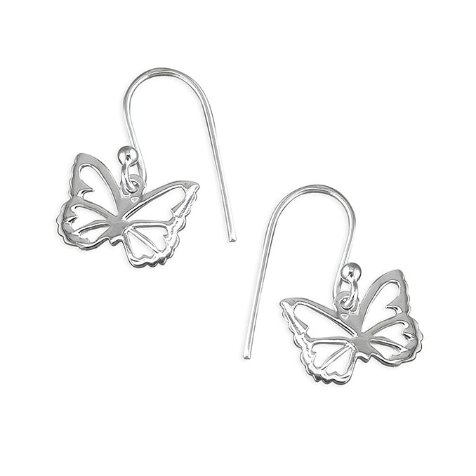 Sterling Silver Cut out Butteryfly Drop Earrings
