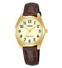 Load image into Gallery viewer, Lorus Ladies Gold Plated Watch With Brown Leather Strap
