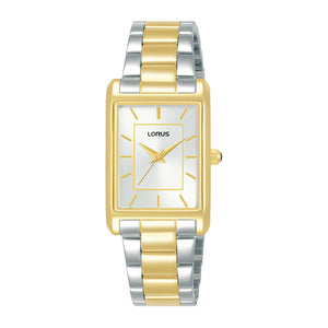Lorus Unisex Rectangular Watch - Bi colour bracelet