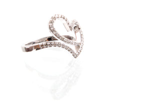 18ct White Gold Diamond Looped Heart Ring