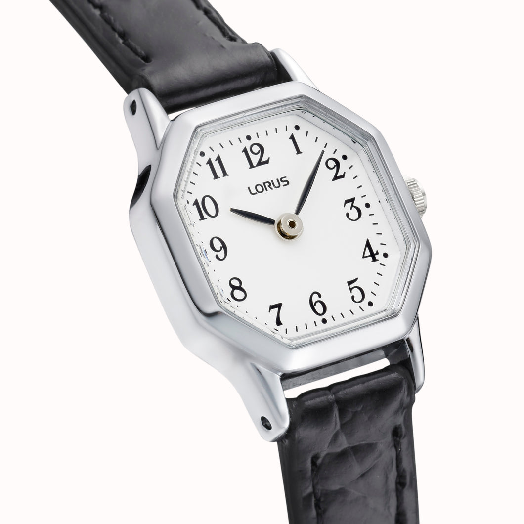 Lorus Ladies Stainless Steel Watch With Black Strap