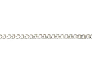 Silver Men's Filed Metric Curb Chain 22"