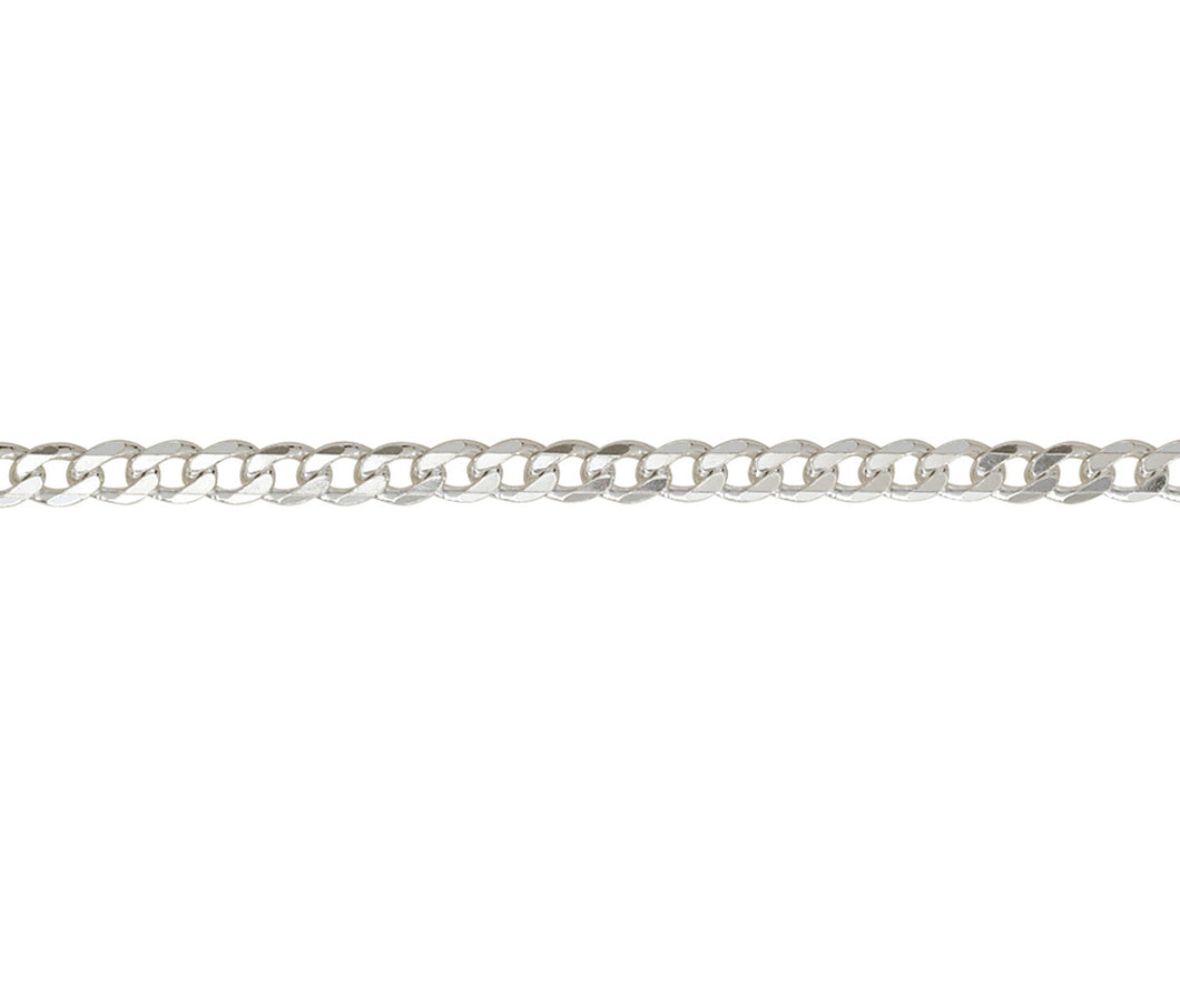 Silver Men's Filed Metric Curb Chain 22