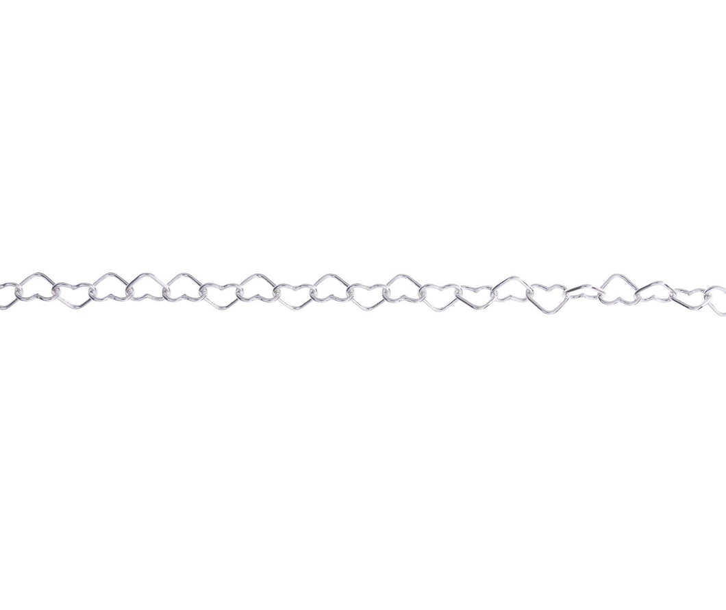 Silver Heart Link Chain Bracelet - 7.5
