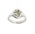 Sterling Silver Oval Signet Ring with Lion Engraving