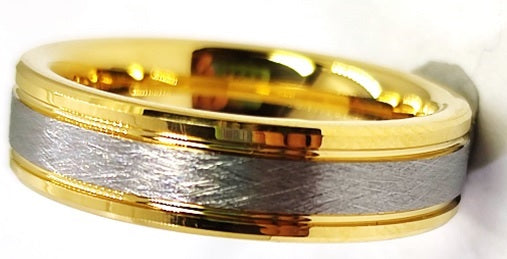 Tungsten Carbide Ring with Gold Plate and Matt Finish Centre