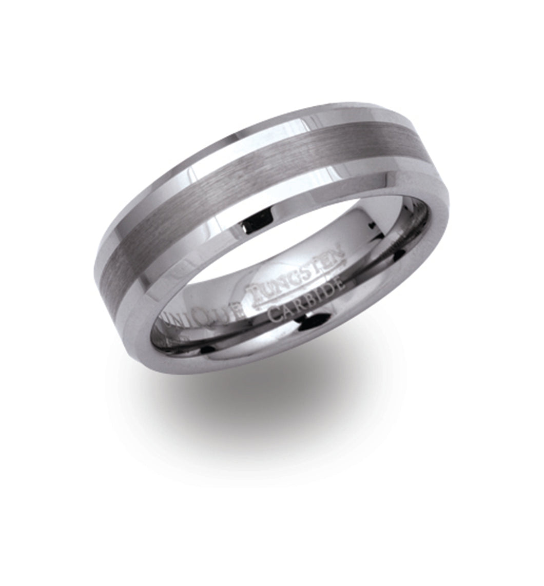 Tungsten Carbide Brushed and Polished Ring - TUR-17