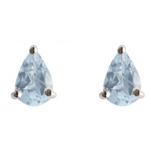 9ct White Gold Aquamarine Pear Cut Stud Earrings