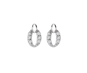 9ct White Gold Cubic Zirconia Open Oval Stud Earrings