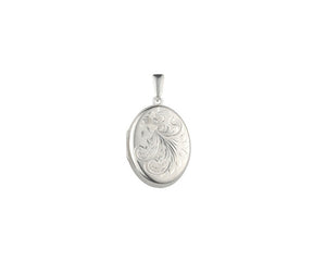 Silver Fully Engraved Oval Locket Pendant