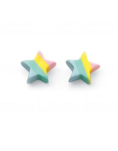 Silver Coloured Resin Star Stud Earrings