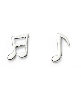 Silver Mis-Matched Musical Note Stud Earrings