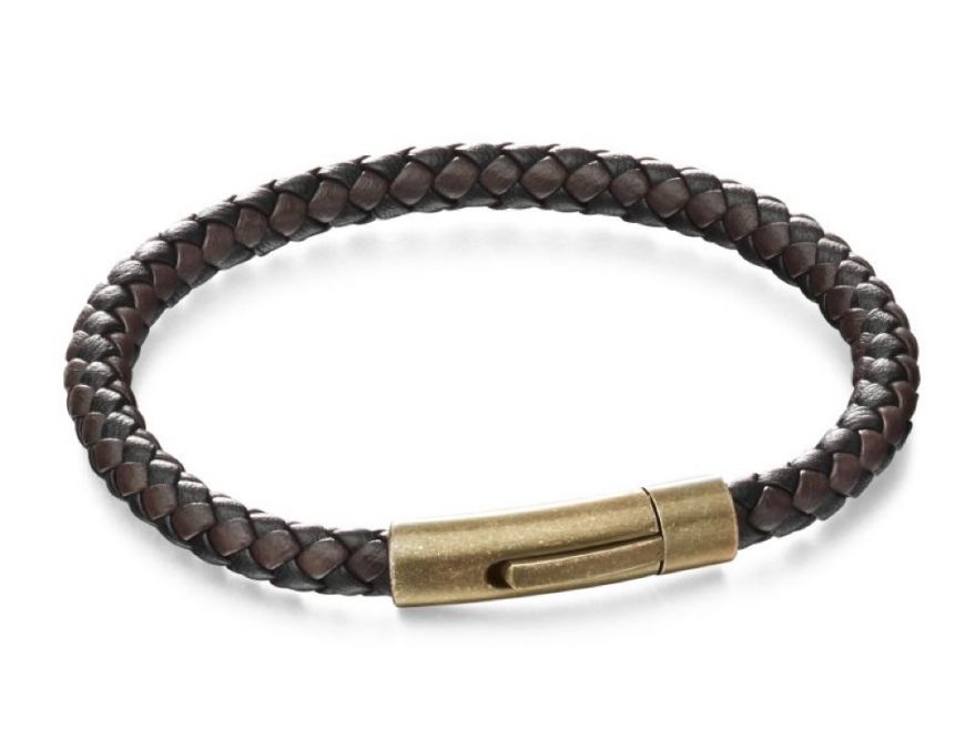 Fred Bennett Black and Brown Woven Leather Bracelet
