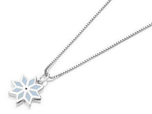 Load image into Gallery viewer, D for Diamond Blue Enamel Snowflake Necklace
