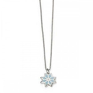 D for Diamond Blue Enamel Snowflake Necklace