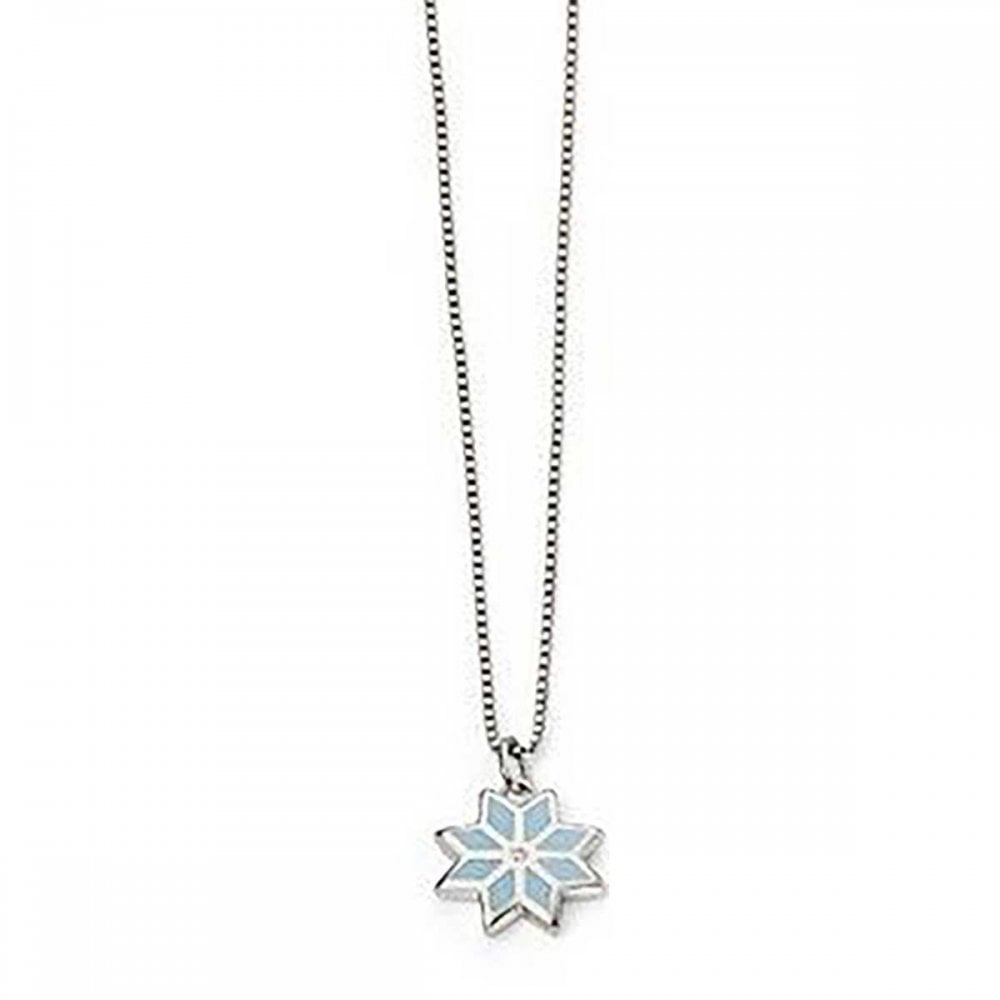 D for Diamond Blue Enamel Snowflake Necklace