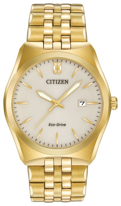 Citizen Eco-Drive Watch - Mens Gold Plate Corso