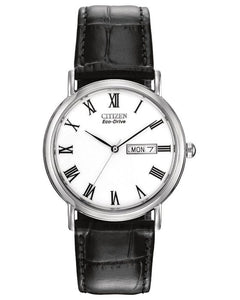 Citizen Gents Watch Leath Strap Stainless Steel