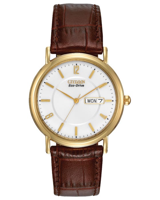 Citizen Gents Gold Plated Watch with Leather Strap
