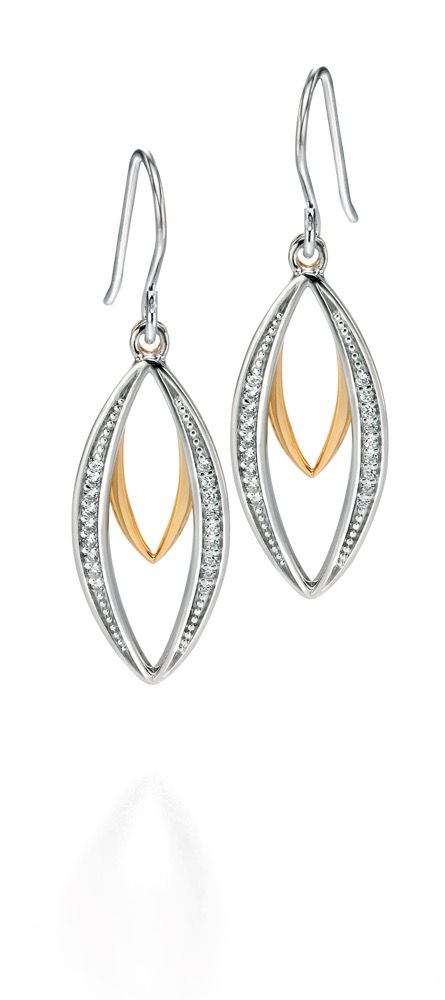 Fiorrelli Gold Plated Pave Marquise Drop Earrings